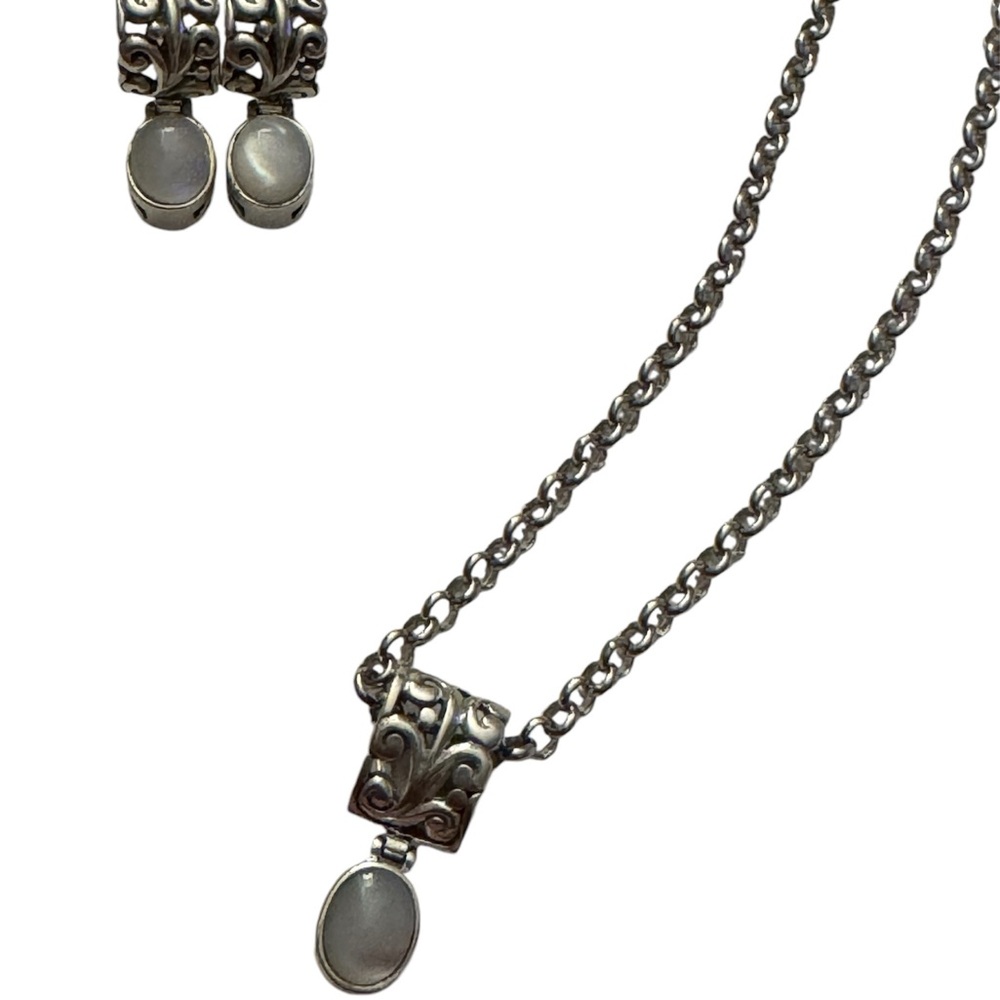 STERLING SILVER FILIGREE NECKLACE & EARRINGS SET